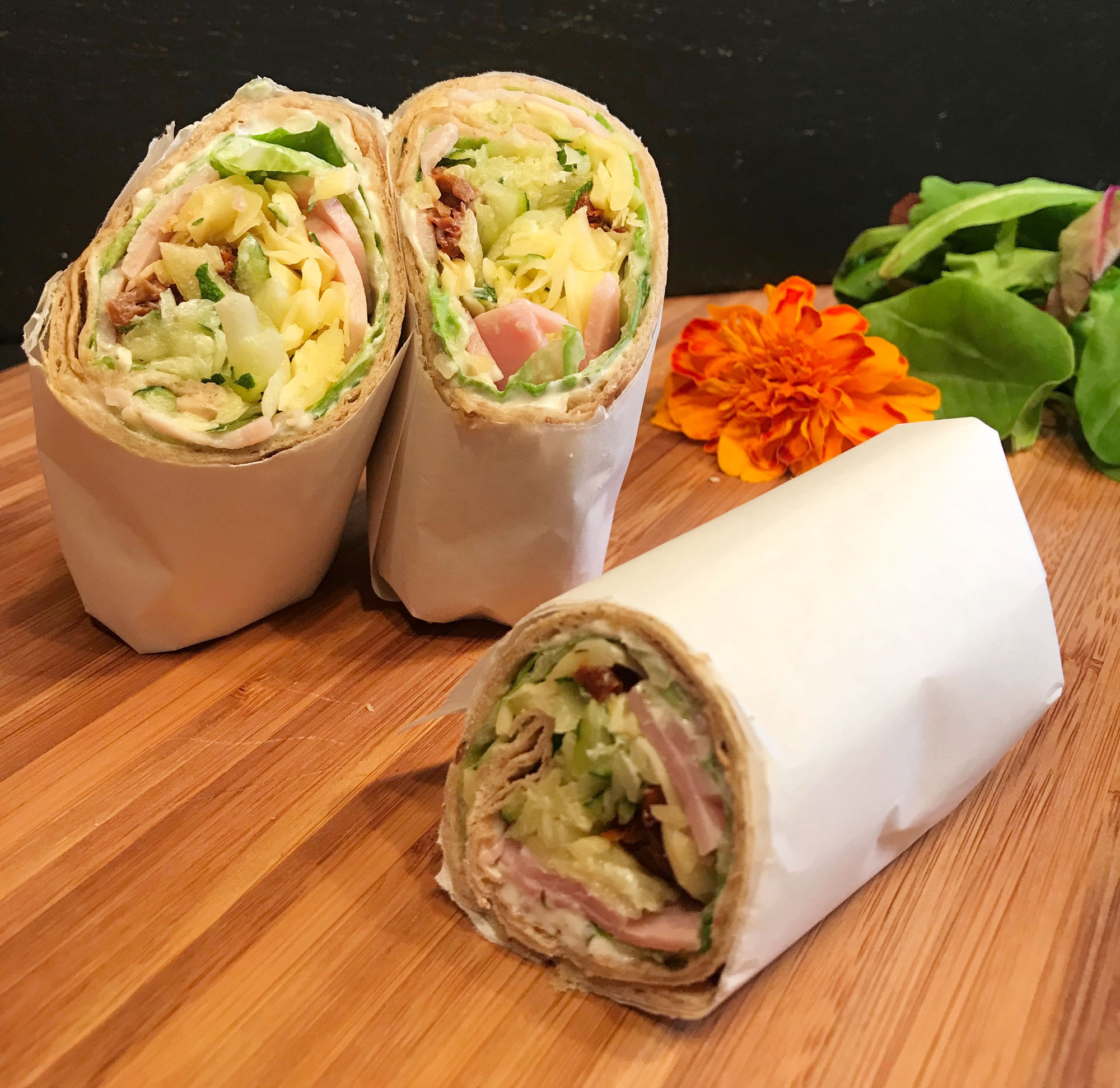 Zucchini-Wrap mit Schinken - Purplus Genuss